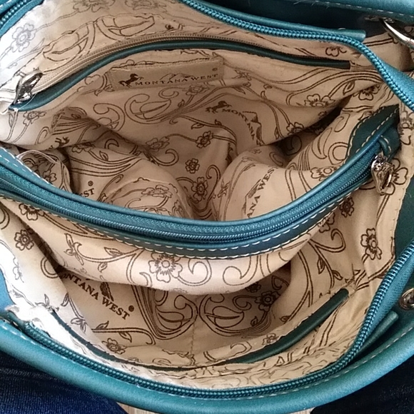 Montana West Blingy Sugar Skull Turquoise Shoulder Bag - Picture 9 of 12